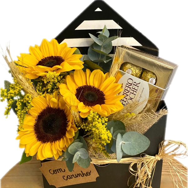 Envelope Com Girassol e Chocolate