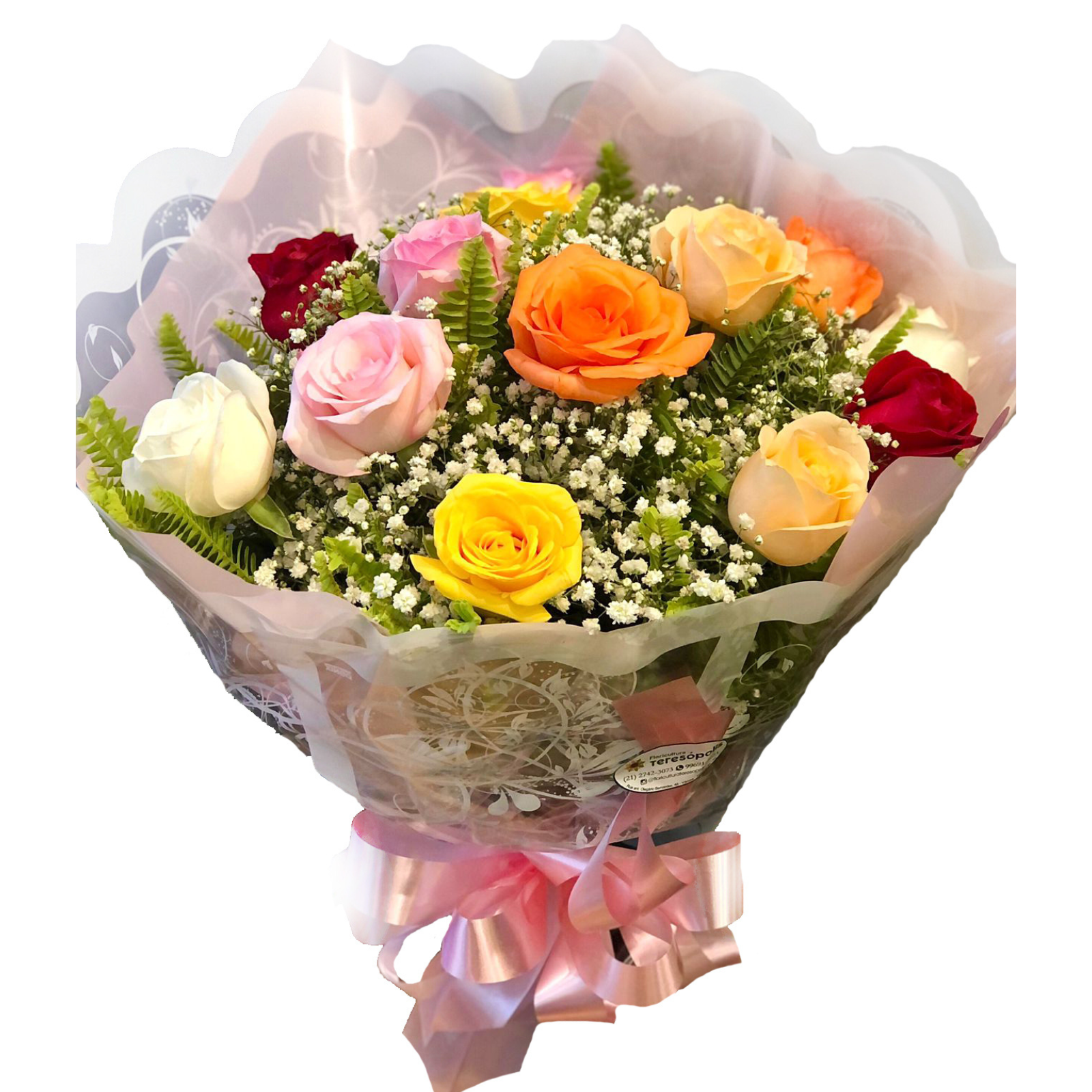 Buqu Com 12 Rosas Coloridas